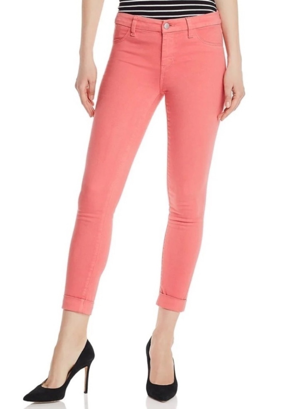 NWT J Brand Alana High Rise Crop Skinny Jean Luxe Sateen Coral Sz 25